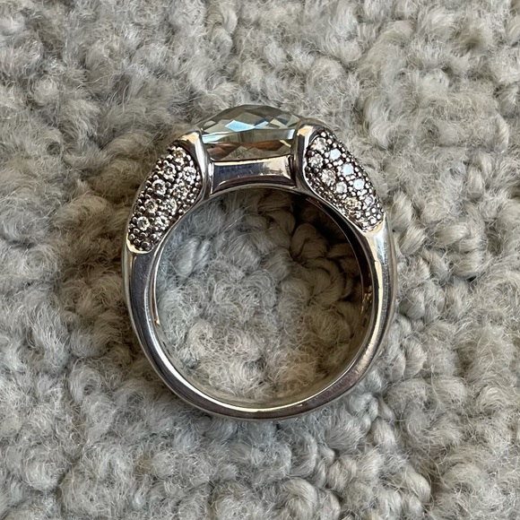 DAVID YURMAN Prasiolite & Diamond .925 Silver Sculpted Cable Cocktail Ring EUC - Picture 7 of 10